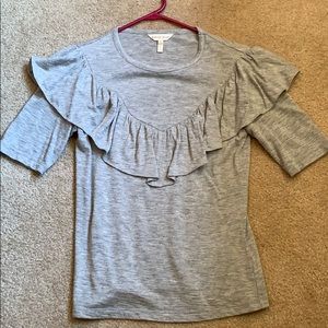 Rebecca Taylor Gray Ruffle Top XS